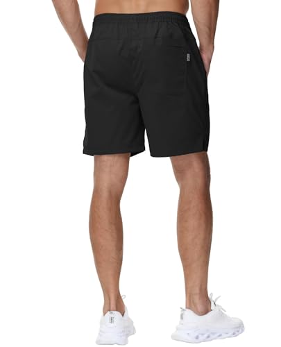 Yundobop Men's Casual 7 Inch Shorts Twill Drawstring Summer Beach Stretch Golf Shorts with Zipper Pockets3