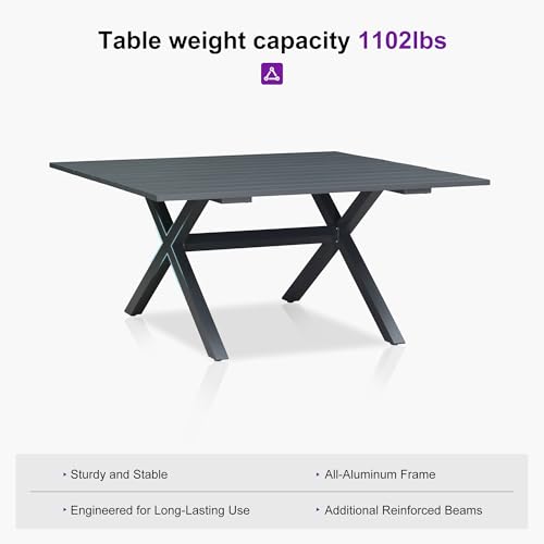 Image of PURPLE LEAF Outdoor Dining Set Squareuare for 8 with Cushions Rattan Grey