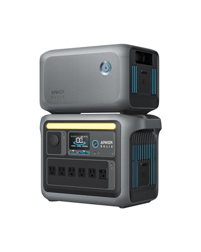 Anker SOLIX C1000 Power Station and BP1000 Expansion Battery, 2112Wh, 1800W