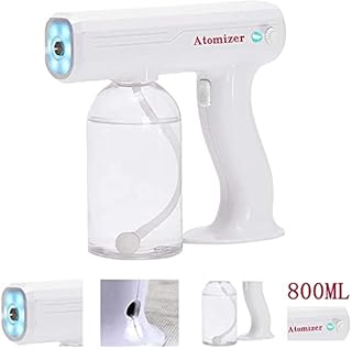 Steam Gun Spray Steam Gun Nano Atomizer Portable Fogger Machine, Cordless Charging Electric ULV Sprayer, 1300W 800ML Portable Blue Light Nano Steam Spray Gun Disinfection Household,White