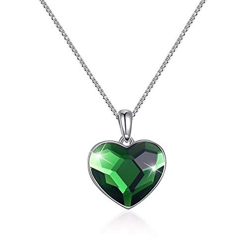 Collier pendentif cœur argent S925 cristaux originaux pour femme vert