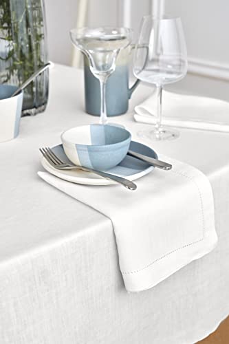 Solino Home Linen Tablecloth 70 X 126 Inches – 100% Pure Linen Tablecloth For Summer, Indoor, Outdoor – Sonoma Prewashed White Tablecloth – Handcrafted From European Flax #TOP1