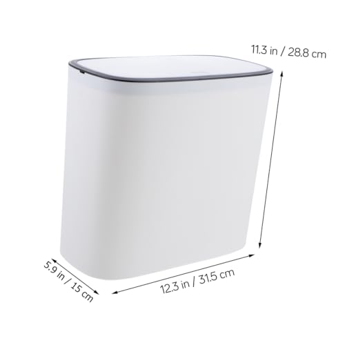 Caneca de basura rectangular blanca con tapa tipo push miniatura 2