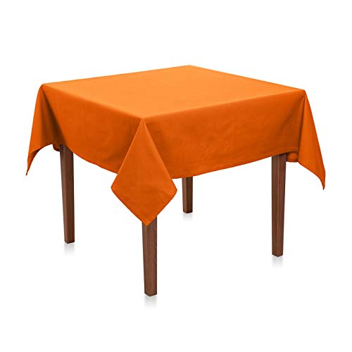 Tischdecke Polyester - Pflegeleicht, Bügelfrei, Schadstoffgeprüfter Stoff - Tischtuch & Tischdeko für Feste, Geburtstage, Hochzeiten oder den täglichen Gebrauch (80x80 cm, Orange) Cover