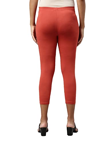 Image of GO COLORS Soft Cotton Stretch Cropped Leggings for Women | Breathable, Mid Rise