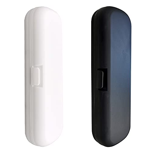 2PCS Portable Electric Toothbrush Travel Case, Plastic Travel Toothbrush Container Holder Suitable for Oral-B, Philips Sonicare and Other Electric Toothbrush Set (Black and White)