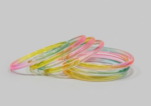 Image of Colorful Jelly Bangles Set of 8 - Transparent Candy Color Stackable Bracelets, Lightweight Fashion Accessories for Women & Girls
