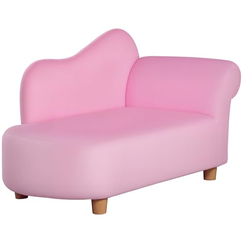 HOMCOM Sillón Infantil Sillón para Niños de 3-5 Años Mini Sofá Tapizada en Poliéster con Asiento Acolchado Carga 50 kg 80x40x49 cm Rosa