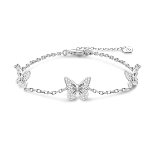 Butterfly Evil Eye Bracelets for Women Girls 18K Gold Plated with Cubic Zirconia Jewelry Gifts for Woman Wife Her Girlfriend Teens