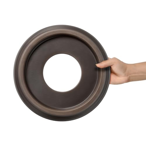 Image of EIFHYT 2 Pack Molded PU Ceiling Medallion for Light Fixtures and Ceiling Fans 10 inchOD x 4 inchID x 1 inchP （Wood Grain Oil Rubbed Bronze）