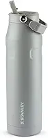 Stanley - Garrafa de Água Aerolight Ice Flow Flip Straw, Canudo Integrado, Abertura Grande, Aço Inoxidável Leve, 1.1 L, Ash