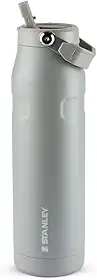 Stanley - Garrafa de Água Aerolight Ice Flow Flip Straw, Canudo Integrado, Abertura Grande, Aço Inoxidável Leve, 1.1 L, Ash
