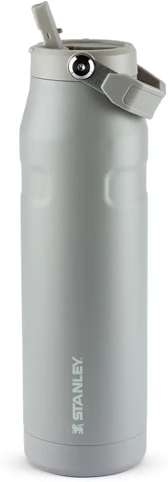 Stanley - Garrafa de Água Aerolight Ice Flow Flip Straw, Canudo Integrado, Abertura Grande, Aço Inoxidável Leve, 1.1 L, Ash