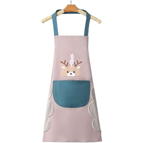 Aprons, 1 grembiule da cucina con tasche grembiule regolabile grembiule impermeabile grembiule da cucina per cucinare cuocere al forno dipingere lavori domestici (rosa)