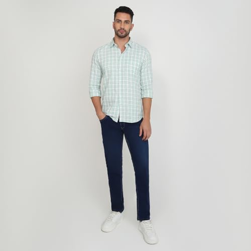 Image of Parx Men Slim Fit Checks Pattern Pure Cotton Semi Cutaway Collar Full Sleeve Casual Shirt