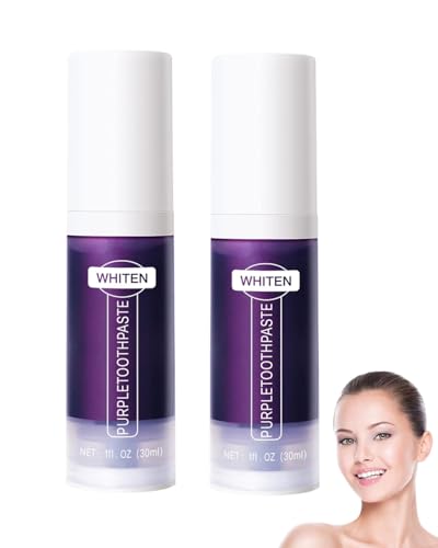 CHBCD 2PCS Original- Purple Teeth Whitening Toothpaste, Whitening Zahnpasta, Zahnfleckenentfernung, Lila Zahnpasta für Zahnaufhellung,Eine Schonende Pflege Des Zahnfleisches