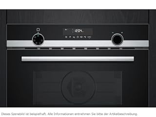 Siemens CM585AGS1 iQ500 Microonde da incasso ad aria calda 60 x 45 cm, 900 W, 44 L, in acciaio inox, controllo touchControl, aiuto idrolitico per la pulizia cookControl 15 microgrammi automatici, nero