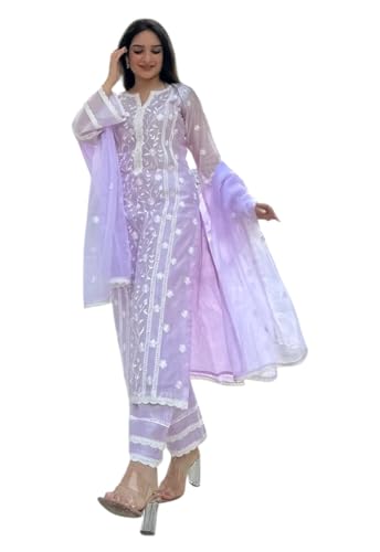 Ensemble dupatta pour femme pantalon en crêpe brodé finitions haute qualité taille L