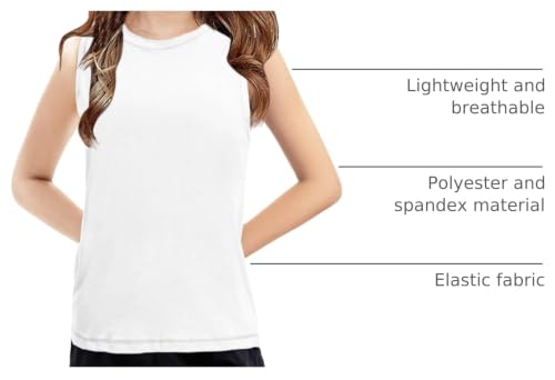 Image of Haloumoning Girls Tank Tops Kids Sleeveless Athletic Lightweight Cute Summer Top Dancewear 5-14 Years