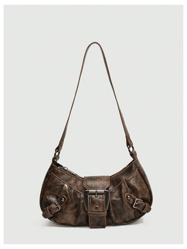 Image of GORGLITTER Women's Y2k Shoulder Bag Buckle Western Vintage Hobo Pu Leather Handbags with Coin Purse