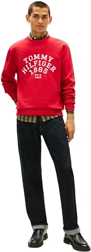 Tommy Hilfiger Herren Sweatshirt Archive mit Rundhalsausschnitt, Rot (Medium Red), S – Ansicht 5