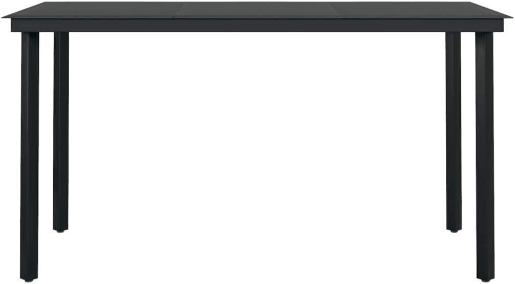 Patio Dining Table,Leisure Table,Reading Table,Dining Tables,Snack Tables,Display Tables,Party Tables,Garden Tables,Game Tables,for Camping,Picnic,Party,Lawn, Black 55.1"x27.6"x29.1" Steel and Glass