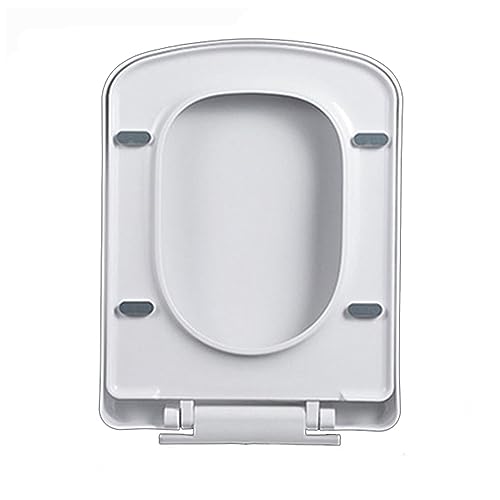 Asiento de inodoro, asiento de inodoro cuadrado blanco con bisagras silenciosas de liberación rápida, asiento de inodoro rectangular de liberación rápida, fijación superior simple, 05b, un