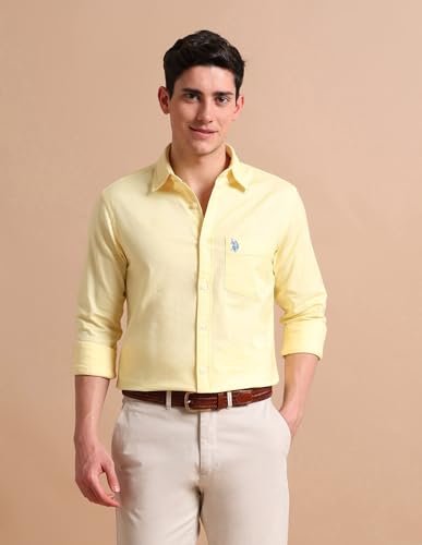 Image of U.S. Polo ASSN. Tailored Fit Formal Shirts for Men - 100% Cotton, Full Sleeve Mens Casual Shirts
