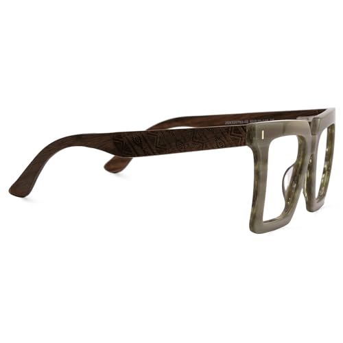 Image of Zeelool Vintage Square Wood Arm Eyeglasses Frame for Men with Non-prescription Clear Lens ZJGX320783-02 Grey