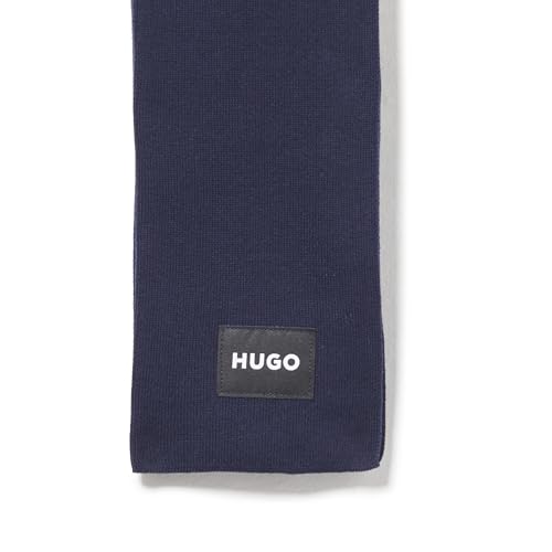 Écharpe en maille HUGO bleu myrtille chic et chaude avec logo gommé