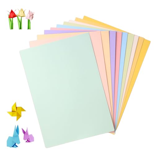 60 Blatt Tonkarton 10 Farben Bastelkarton A4 Bastelpapier Pastell Farbkarton zum Basteln Buntpapier Tonpapier für DIY Handwerk Projekte Origami Malen
