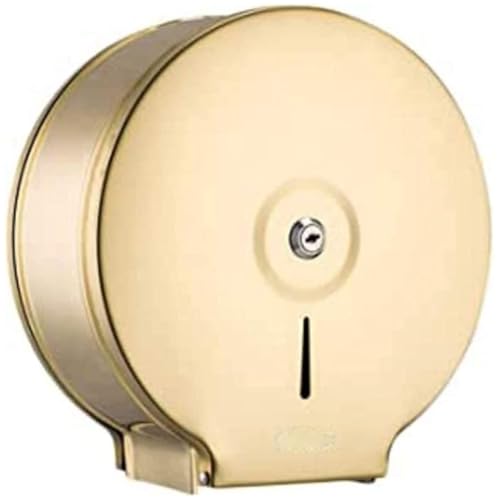Dispensador de papel higiénico de pared dorado que evita caídas y humedad