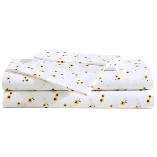 Image of Eddie Bauer - Queen Sheet Set with Fitted Sheet & Pillowcases, 100% Cotton Percale Bedding, Crisp & Cool, Deep Pocket, Sunflower Yellow