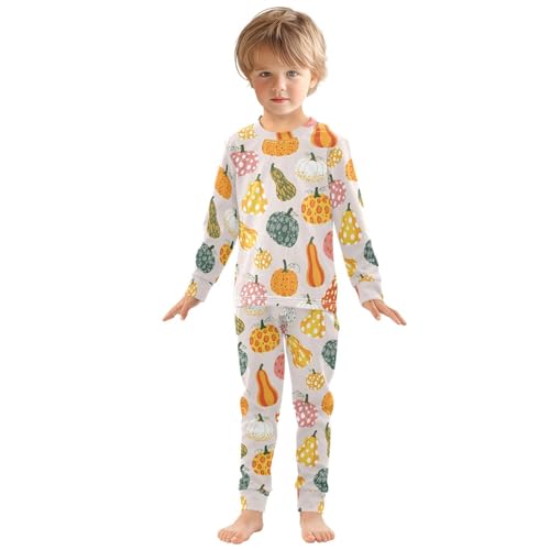 Pajama Sets Long Sleeve Colorful Pumpkins and Autumn Pattern Soft Comfy Sleepwear 2 Piece PJS 3-8T2
