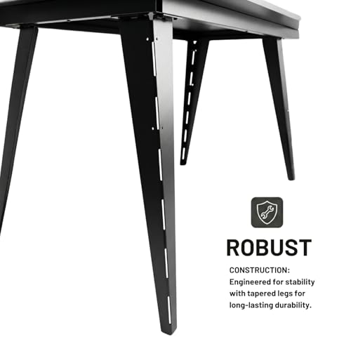 Image of FFO IRONCORE Dining Table with 1 Year Warranty | Modern Rectangular Dining Table for Home & Kitchen | Engineered Wood Top & Heavy Metal Tapered Legs | Matte Black Finish DIY.