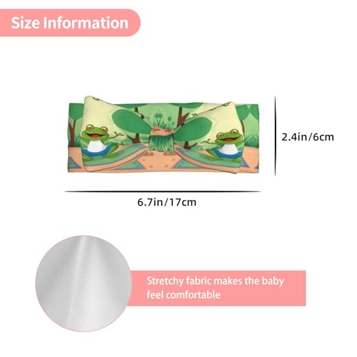 Cute Funny Frog Doing Yoga Pattern Baby Bow Headband Super Stretchy Soft Bows Hair Accessories for Newborn Infants Toddlers Kids Girls3