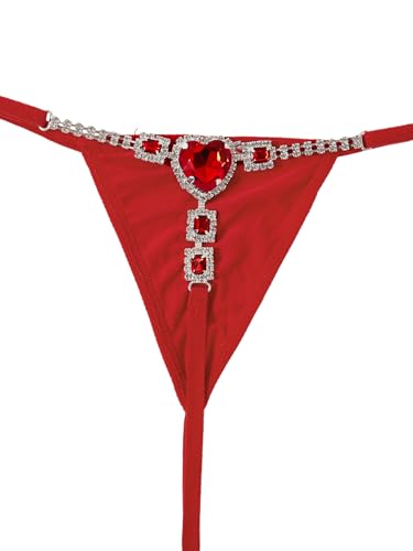 Image of RoseSeek Women's Sparkling Butterfly Chain Underwear Low Rise Cheeky G String Panty