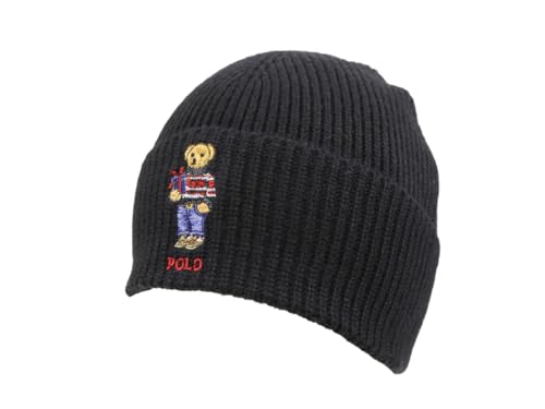 (ポロ ラルフローレン) POLO Ralph Lauren メンズ レディース ポロベアー刺繍 アクリル/ナイロン/ウール ニットキャップ ニット帽 01080128-BLACK [並行輸入品]のサムネイル