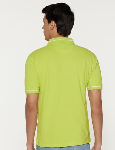 Image of Peter England Men's Regular Fit Insignia Half Sleeve Polo T-Shirt | Cotton Rich | Premium Pique Weave