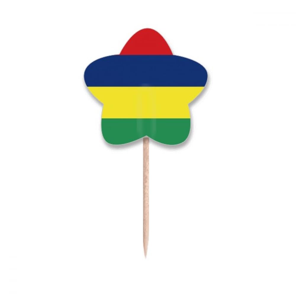 Pique cupcake drapeau Ile Maurice et etoile Afrique pour decoration de gateau x50