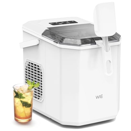 WIE Machine à Glaçons, 12kg en 24h, 1,3L Silencieuse Machine à Glaçons Comptoir avec Pelle à Glaçons, Machine à Glaçons Autonettoyante et Portable pour Maison/Cuisine/Camping