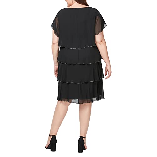 Image of S.L. Fashions Womens Plus Size Capelet Tier Dress with Beaded Detail