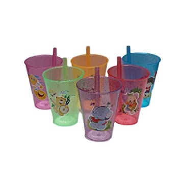 Multicolor Sipper Glass with Straw and Lid for Kids – “Easy to Sip The Water”, BPA-Free Plastic Drinking Cup for Juice, Milk & Water (Pack of 2)-picture-11