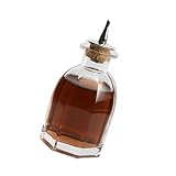 Oxxggkao Bottiglia di liquore in vetro a righe ovale fatta a mano, 90 ml, con tappo dorato, ideale per conservare e esporre il vino, contenitore di alta qualità