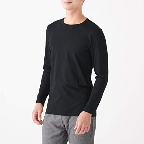 最安値 良品計画 無印良品 綿であったかクルーネック長袖tシャツ 紳士s 黒の価格比較