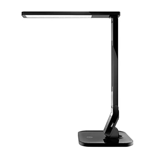 TaoTronics LED Desk Lamp with USB Charging Port, 4 Lighting Modes with 5 Brightness Levels, 1h Timer, Touch Control, Memory Function,14W, Official Member of Philips EnabLED Licensing Program, Black (TT-DL01)