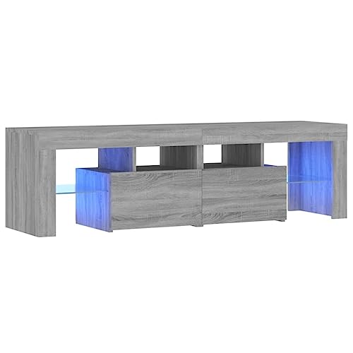 Meuble TV LED gris Sonoma à grands rangements et design robuste - 3
