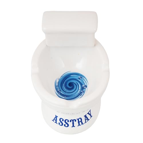 Novelty Toilet-Shaped Ceramic Ashtray – 4 Inch Tall Funny “Asstray” Design Decorative Holder | Quirky Home, Desk, or Shelf Accent for Coins, Keys, Trinkets, or Collectibles