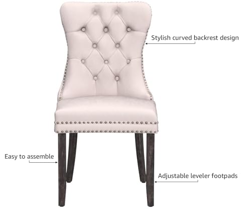 Kccvelvetdiningchairssetof6upholsteredhighendtufteddiningroomchairwithnailheadbackringpulltrimsolidwoodlegsnikkicollectionmodernstyleforkitchenbeige Urban Country Home Decor Kcc velvet dining chairs set of 6 upholstered high end tufted dining room chair with nailhead back ring pull trim solid wood legs nikki collection modern style for kitchen beige urban country home decor