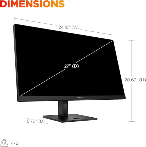 Image of HP OMEN 27 Inch QHD (2560 x 1440) Gaming Monitor, 180Hz Refresh Rate, 1ms Response Time, AMD FreeSync, IPS Eye Comfort Display, Eye Comfort Display, Low Blue Light, OMEN 27q G2